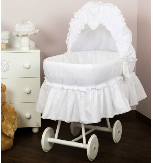 Плетеная колыбель Italbaby Amore с капюшоном (белые колеса)